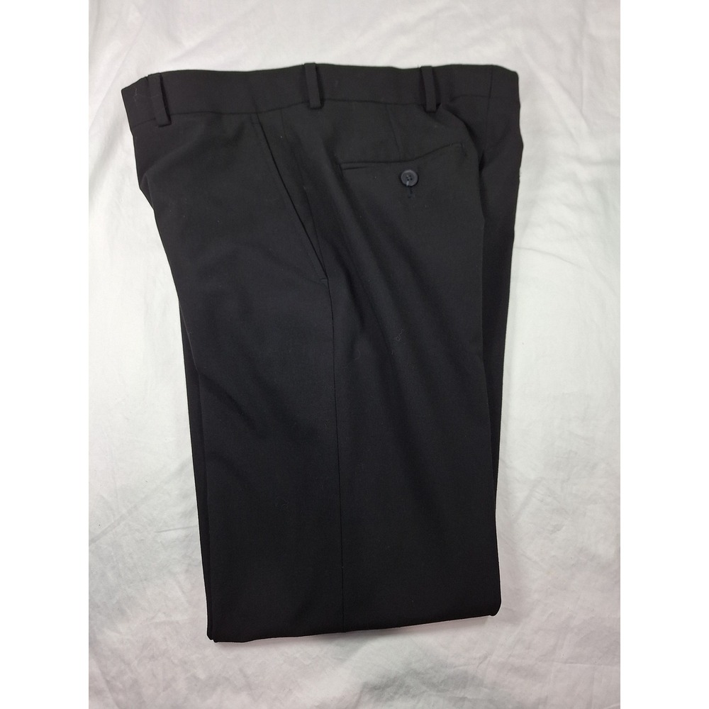 J. Ferrar Mens Slim Fit Dress Pants Black Flat Front Trousers 30x30‎ 79032-9